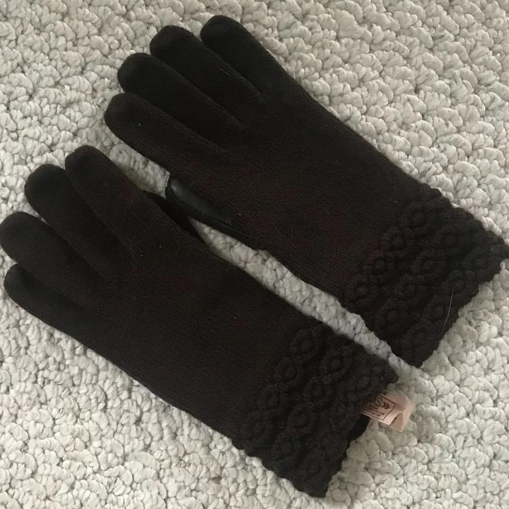 NWOT Aris Vintage faux leather & knit gloves